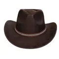 Dark brown faux leather cowboy hat with vintage texture and rhinestone trim - M (56-58cm) / Heart Top (372B) / Coffee