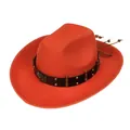 Orange cowboy felt hat with bullet-studded band and eagle badge ornament - M (56-58cm) / Eagle Bullet Style (119) / Orange