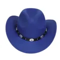 Classic dark blue western cowboy felt hat featuring a vintage silver concho leather band - M (56-58cm) / 166 Series-Concho Metal Buckle / Sapphire Blue
