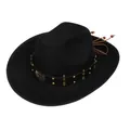 Black western cowboy hat with eagle emblem and metal bullet stud leather band - M (56-58cm) / Eagle Bullet Style (119) / Black