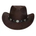 Cappello da cowboy vintage marrone scuro con fascia in pelle decorata e borchie d'argento - Stile con Rivetti a Cuore (380) / caffè