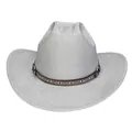 Western style silver glitter cowboy hat with ethnic woven band and metal rings - M (56-58cm) / Straight Crown Silver
