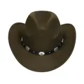 Olive wool cowboy hat with western concho belt and silver stud accents on crown - M (56-58cm) / 166 Series-Concho Metal Buckle / Army Green