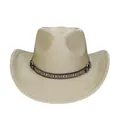 Cappello da cowboy color champagne scintillante con cintura etnica per feste e eventi - M (56-58cm) / Cima a Cuore Champagne