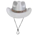 Sparkly silver Western cowboy hat featuring a glitter finish and bohemian woven band - M (56-58cm) / Silver White