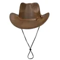 Chapeau de cowboy marron vintage avec texture laser et mentonnière réglable pratique - M (56-58cm) / Café