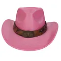 Sparkly bright pink western cowboy hat with sequin finish and vintage bull skull buckle - M(56-58cm) / Classic / Rose Red