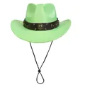 Cappello da cowboy verde neon con cinturino in pelle borchiato ed emblema a ferro di cavallo - M (56-58cm) / Tipo standard / Verde Frutta