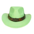 Neon green western cowboy hat with vintage bull head buckle and brown leather band - M(56-58cm) / Classic / Fruit Green