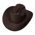 Dark brown faux leather western cowboy hat with vintage cracked texture and cattleman crown - M (56-58cm) / Straight Top (419B) / Coffee