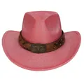 Sparkly red western cowboy hat with brown studded strap and bull skull metal badge - M(56-58cm) / Classic / Watermelon red