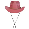 Bright red jazz hat with woven texture, brown leather band and black chin strap - M (56-58cm) / Watermelon Red