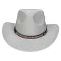 Cappello da cowboy argento glitterato con fascia etnica intrecciata e borchie in metallo - M (56-58cm) / Corona Cuore Argento