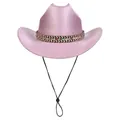 Pink glitter Western cowboy hat with silver trim and woven ethnic patterned band detail - M (56-58cm) / Flat Top Pink