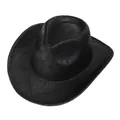 Classic black western cowboy hat in distressed faux leather with vintage cracked texture - M (56-58cm) / Heart Top (418A) / Black