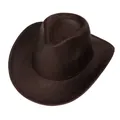 Dark brown faux leather western cowboy hat with vintage crackle texture and stitching - M (56-58cm) / Heart Top (418B) / Coffee