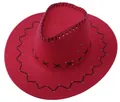 Detail of red cowboy hat with bold black stitching and high-quality faux suede finish - M (56-58cm) / Red