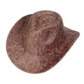 Vintage western cowboy hat in tan cracked faux leather style with a wide brim for adults - M (56-58cm) / Heart Top (418C) / Khaki
