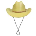 Yellow pearlescent laser fedora hat with brown leather band and adjustable wind rope - M (56-58cm) / Flat Top Yellow
