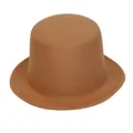 Classic camel wool felt flat top hat with premium stitched brim for formal styling - M(56-58cm) / Camel