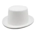 Classic white felt top hat with a smooth texture for formal events and stage magic - M(56-58cm) / White