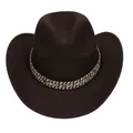 Cappello da cowboy marrone scuro con fascia etnica intrecciata e tesa larga curva - Stile Fascia Intrecciata Etnica / caffè