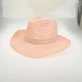 Light pink knitted wide-brim cowboy hat with horizontal woven texture for women - 56-58cm / Pink