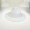 Classic white wide brim jazz fedora hat in smooth felt finish with teardrop crown - 56-58cm / White