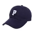 Vista detallada de gorra de béisbol azul marino con letra P bordada en relieve blanco - 3D Embroidered Letter P Style / Azul Marino
