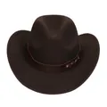 Dark brown cowboy hat with upturned brim and leatherette rivet band decoration - M (56-58cm) / Riveted Leather Band Style / Coffee