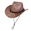 Brauner Western-Cowboyhut im Distressed-Look mit silbernem Stierkopf und Nietenband - Stierkopf-Dekor Mit Nieten / 394 Herzform Krone - Khaki