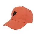 Vista detallada de una gorra de béisbol naranja con la letra P negra bordada delante - 3D Embroidered Letter P Style / Naranja