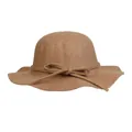 Elegant wool felt cloche hat for women with wavy brim and minimalist bow tie detail - 56-58cm / Khaki