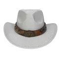 Cappello da cowboy argento glitterato con fascia marrone borchiata e fibbia toro - M (56-58cm) / Argento (Stile Fibbia Bue)