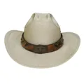 Cappello da cowboy glitter argento con cinturino in pelle e fibbia a testa di toro - M (56-58cm) / Champagne (Stile Piatto Fibbia Bue)