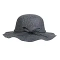 Elegant dark grey wool felt floppy hat with a stylish bow accent and wavy brim - 56-58cm / Marl Grey