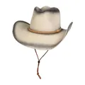 Cappello da sole pieghevole in paglia da donna con tesa sfumata e sottogola - Stile Classico Con Fascia Intrecciata / Sfumato Beige E Nero