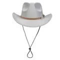 Chapeau de cowboy argenté pailleté avec cordon ajustable pour fêtes et événements - M / Sommet en Coeur (324) / Argent