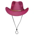 Chapeau de cowboy rose rouge scintillant avec paillettes et jugulaire réglable - M / Sommet en Coeur (324) / Rose rouge