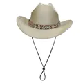 Chapeau de cowboy western pailleté or champagne avec ruban ethnique et cordon de serrage - M / Sommet en Ligne (327) / Bleu foncé
