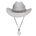 Chapeau de cowboy argenté scintillant avec ruban tissé coloré et mentonnière noire - M / Sommet en Ligne (327) / Argent