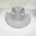 Silver glitter cowboy hat with textured crackle finish for festive parties and events - 18C Silver