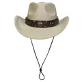 Chapeau de cowboy à paillettes champagne doré avec bande cloutée et cordon réglable - M / Sommet en Coeur (328) / Bleu foncé