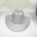 Western style shiny silver cowboy hat with glitter finish and cracked texture for parties - 19C Silver