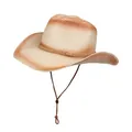 Cappello da sole in paglia sfumata beige e bordeaux con cinturino intrecciato - Stile Classico Con Fascia Intrecciata / Sfumato Beige E Caffè Rosso