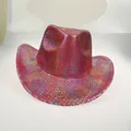 Western cowboy hat in vibrant red metallic snakeskin pattern with laser finish - 22B Dark Red