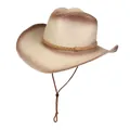 Cappello da sole in paglia sfumata marrone con fascia intrecciata e cordino regolabile - Stile Classico Con Fascia Intrecciata / Sfumato Beige E Cachi