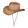 Cappello da cowboy in paglia marrone con fascia decorativa intrecciata e laccetto antivento - Stile Classico Con Fascia Intrecciata / Sfumato Cachi E Caffè Rosso