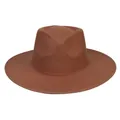 Κλασικό μάλλινο καπέλο fedora σε καραμελέ χρώμα με φαρδύ γείσο και ζώνη για το χειμώνα - 58-60CM / Leaf Charm Style (193A) / Καφέ