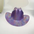 Metallic purple cowboy hat with laser snake skin texture and upturned brim style - 23F Dark Purple